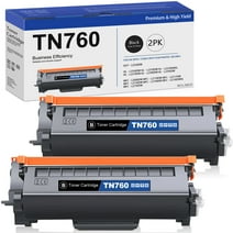 TN760 Toner Cartridge High Yield Replacement for Brother HL-L2390DW HL-2230 HL-2240 L2395DW MFC-7240 MFC-7360N DCP‐L2550DW MFC‐L2710DW Printer, Black 2 Pack