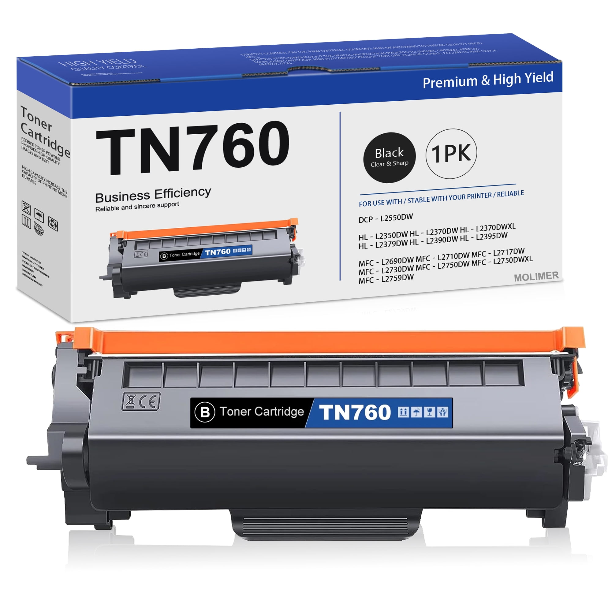 TN760 Toner Cartridge High Yield Replacement for Brother HLL2390DW HL