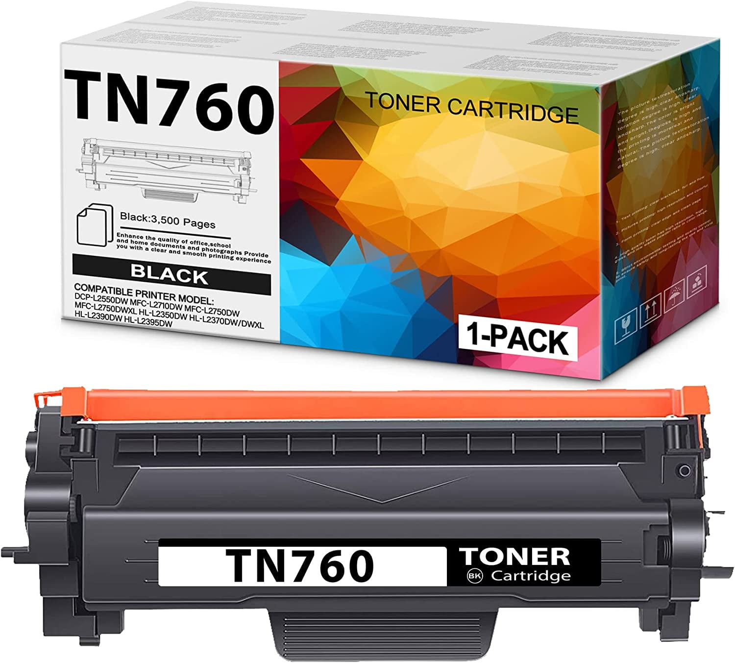 TN760 Toner Cartridge Replacement for Brother HLL2390DW L2395DW DCP