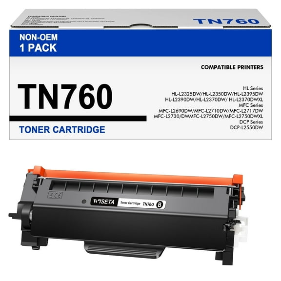 TN760 Toner Cartridge Replacement for Brother TN760 TN-760 Compatible with DCP-L2550DW HL-L2350DW L2395DW Printer (Black, 1 Pack)