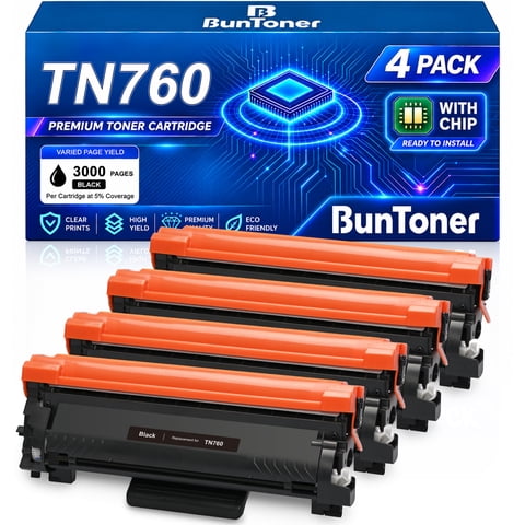 TN760 Toner Cartridge Replacement for Brother Toner TN760 TN730 TN-760 TN-730 for MFC-L2710DW HL-L2370DW DCP-L2550DW Printer (4 Black)