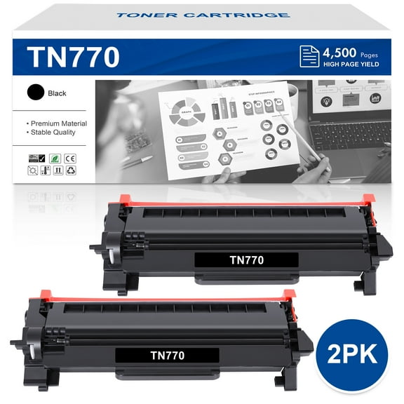 TN770 Toner Cartridge Compatible for Brother TN-770 TN770 High Yield Toner for MFC-L2750DW MFC-L2750DWXL HL-L2370DW HL-L2370DWX Printer (Black, 2-Pack)