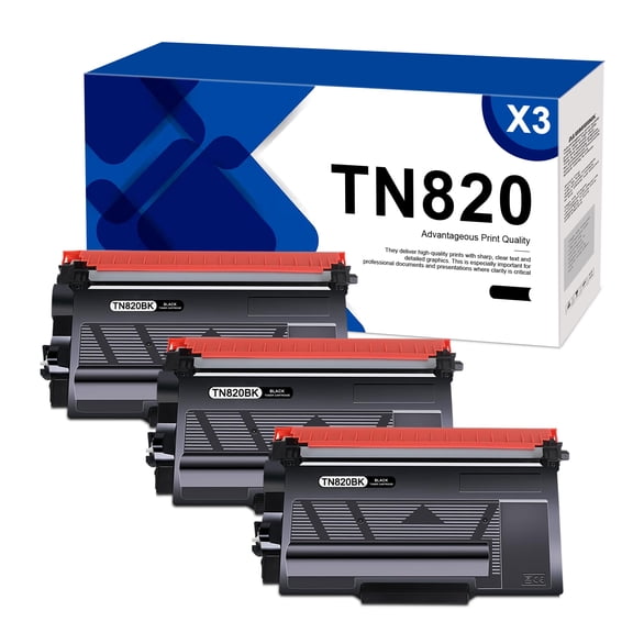 TN820 3-Pack Black Toner Cartridge Replacement for Brother DCP-L5500DN DCP-L5650DN Printer