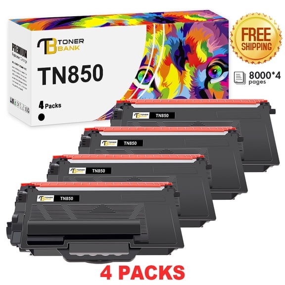 TN820 TN850 High Yield Toner Cartridge Compatible for Brother TN850 TN-850 TN 850 TN-820 TN820 HL-L5200DW HL-L6200DW MFC-L5700DW MFC-L5850DW MFC-L5900DW Printer Ink(Black, 4-Pack)