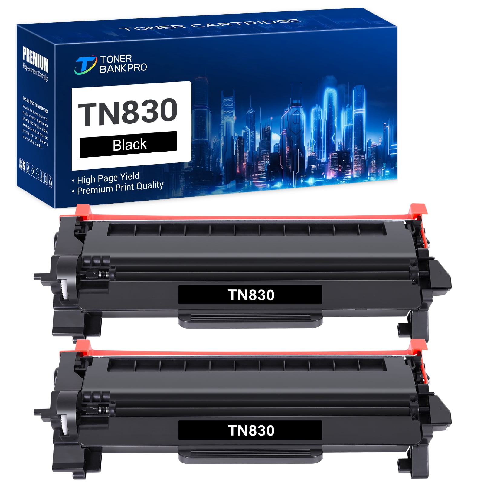 TN830 TN830XL High Yield Toner Cartridge Black 2-Pack Compatible for Brother DCP-L2640DW HL-L2460DW TN830 TN-830 TN830XL HL-L2405W MFC-L2820DW HL-L2400D L2405W L2480DW MFC-L2820DWXL Printer Ink