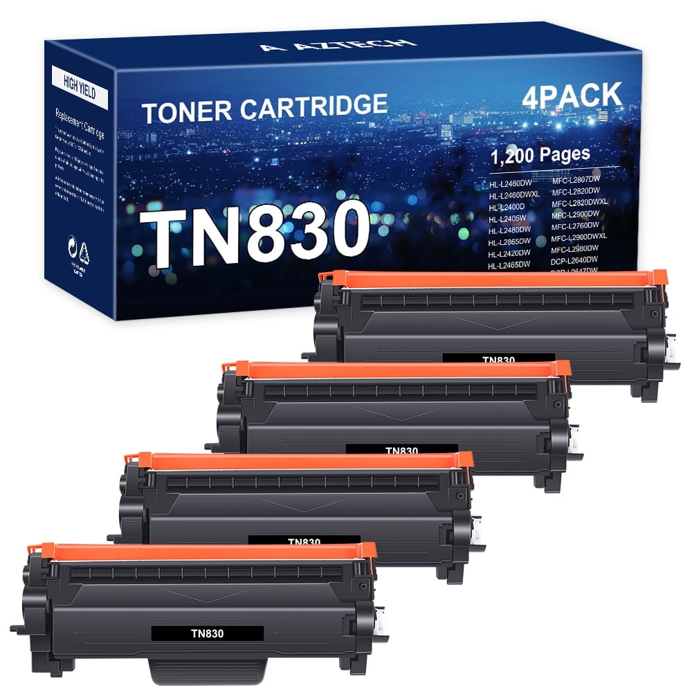 TN830 Toner Cartridge 830 Black Compatible for Brother TN830 TN830XL TN-830 TN-830XL DCP-L2640DW HL-L2460DW HL-L2405W HL-L2400D HL-L2480DW MFC-L2820DW MFC-L2820DW XL Printers 4-Pack