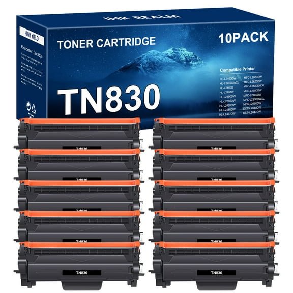 TN830 Toner Cartridge Replacement for Brother TN830XL TN830 TN-830XL Toner for HL-L2400D HL-L2460DW DCP-L2640DW HL-L2405W MFC-L2820DW HL-L2480DW MFC-L2820DWXL Printers, TN830 Black Ink 10PK