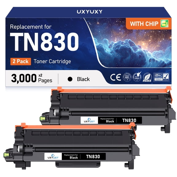 TN830 Toner Cartridges Replacement for Brother TN830 TN-830 to Use with Brother DCP-L2640DW HL-L2480DW MFC-L2807DW MFC-L2820DW MFC-L2820DWXL Printer (2 Pack)