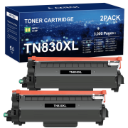 TN830XL Toner Cartridge Compatible for Brother TN830XL TN 830XL TN830 TN 830 HL-L2460DW HL-L2405W DCP-L2640DW MFC-L2820DW HL-L2400D HL-L2480DW Printer 2-Pack