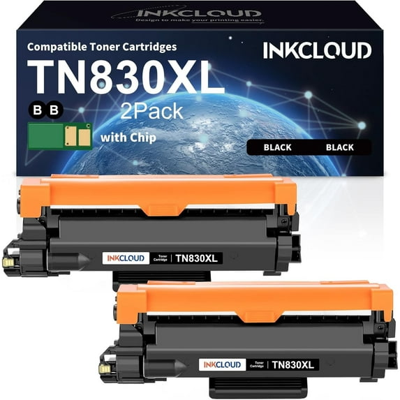 TN830XL TN830 High Yield Toner Black Cartridge Compatible for Brother TN830XL TN830 TN-830 DCP-L2640DW HL-L2460DW HL-L2405W MFC-L2820DW HL-L2400D L2405W L2480DW Printer Ink (2-Pack, Black)