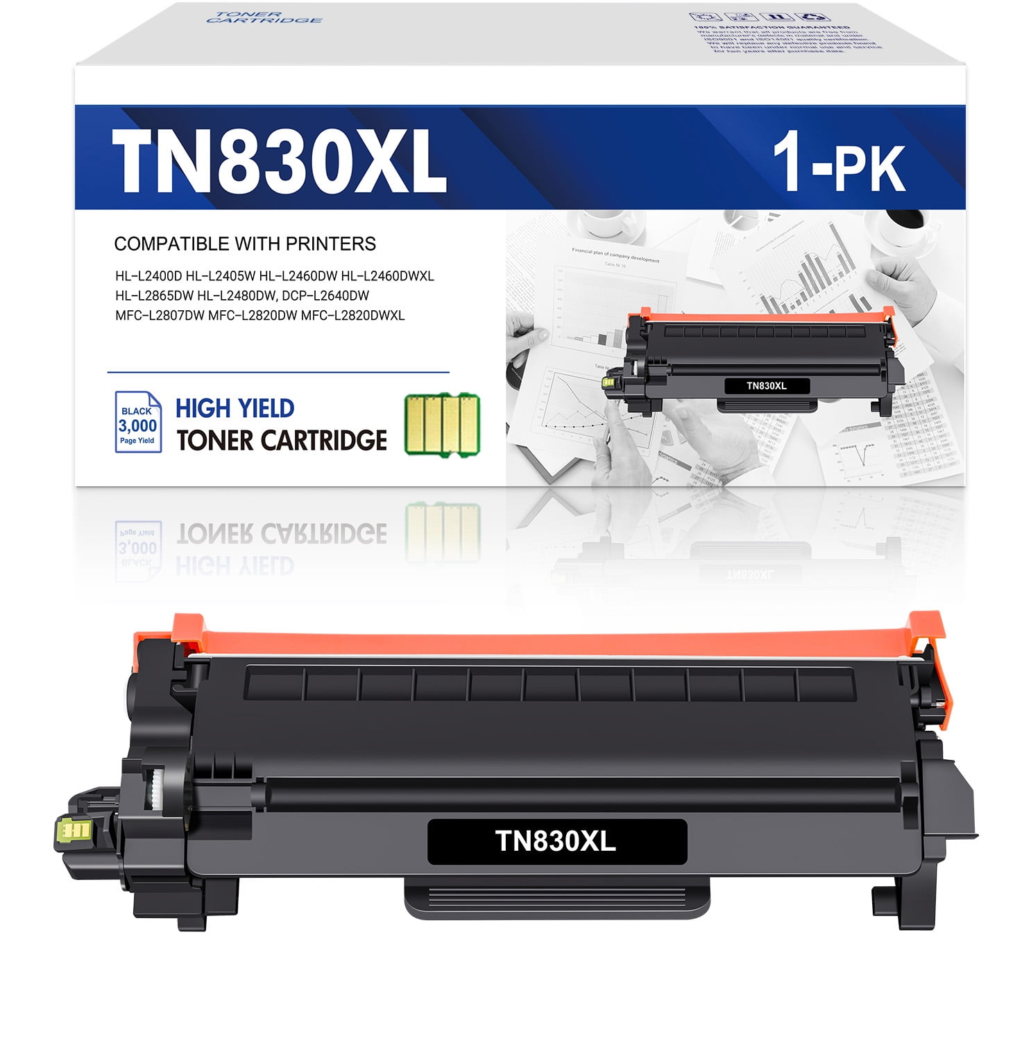 TN830XL TN830 High Yield Toner Cartridge Compatible for Brother TN830XL TN830 TN-830 DCP-L2640DW HL-L2460DW HL-L2405W MFC-L2820DW L2900DW HL-L2400D L2405W L2480DW Printer Ink Black 1-Pack