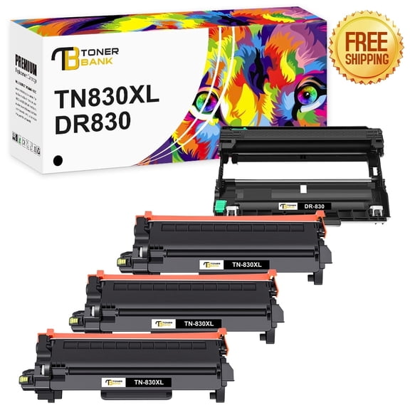 Toner Bank TN830XL Toner Cartridge * 3 & DR830 Drum Unit * 1 Compatible for Brother TN830XL TN-830XL DR830 DR-830 Brother HL-L2460DW DCP-L2640DW HL-L2405W HL-L2400D MFC-L2820DW HL-L2480DW Printer