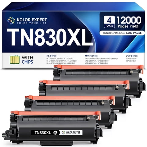 TN830XL Toner Cartridge Compatible for Brother TN830XL Toner Cartridges for Brother DCP-L2640DW HL-L2405W HL-L2460DW MFC-L2820DW printers(4-Pack)