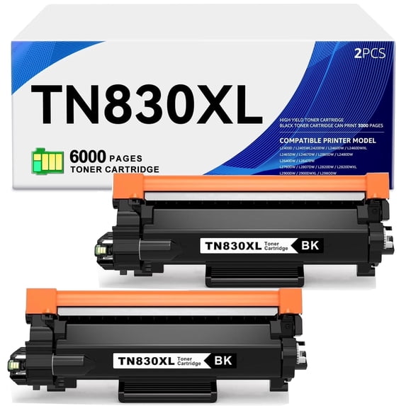TN830xl toner cartridge for brother tn830xl Toner Cartridges for Brother DCP-L2640DW HL-L2460DW Printer (2 Black)