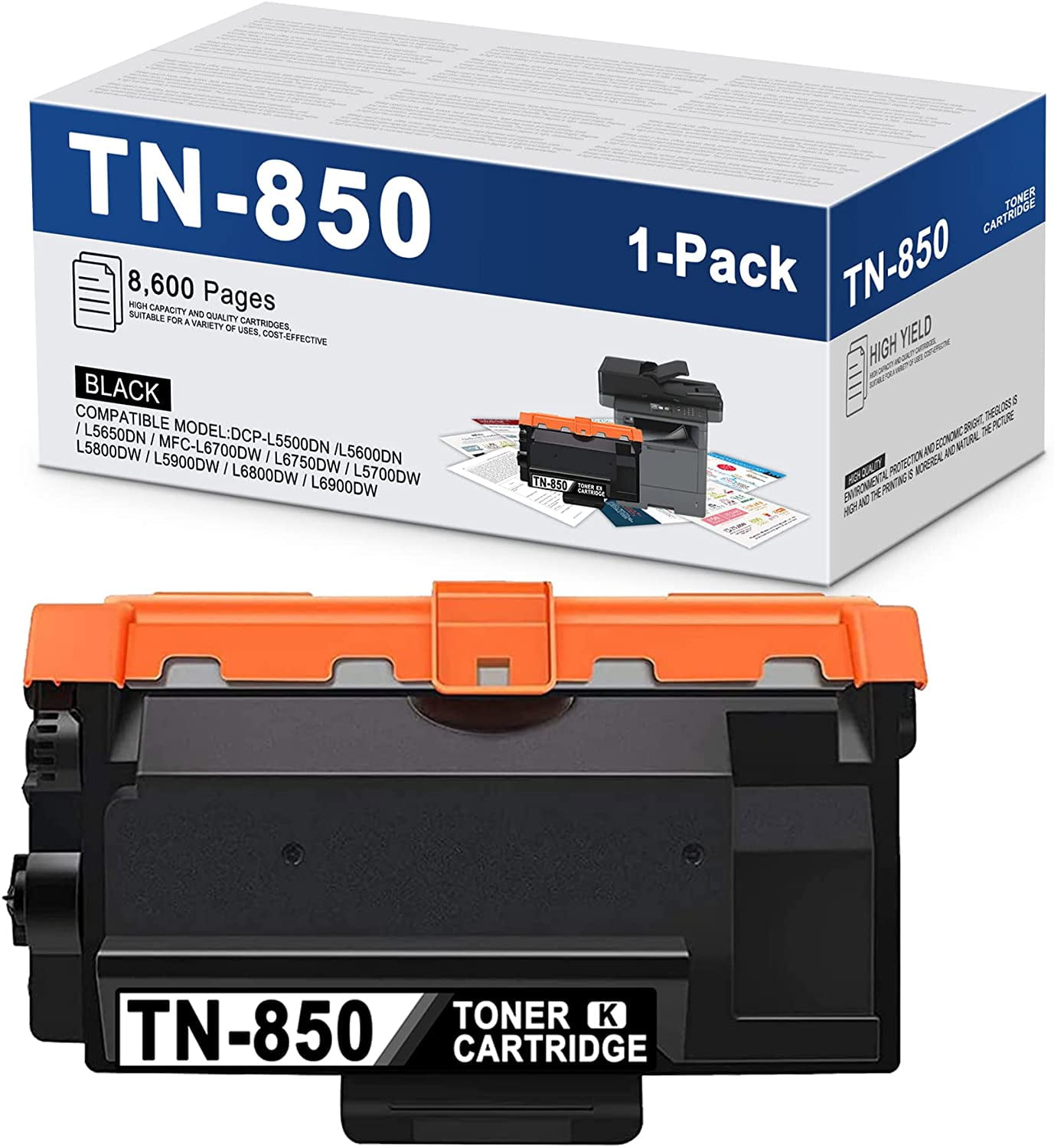 TN850 High Yield Toner Cartridge Black Replacement for Brother MFC