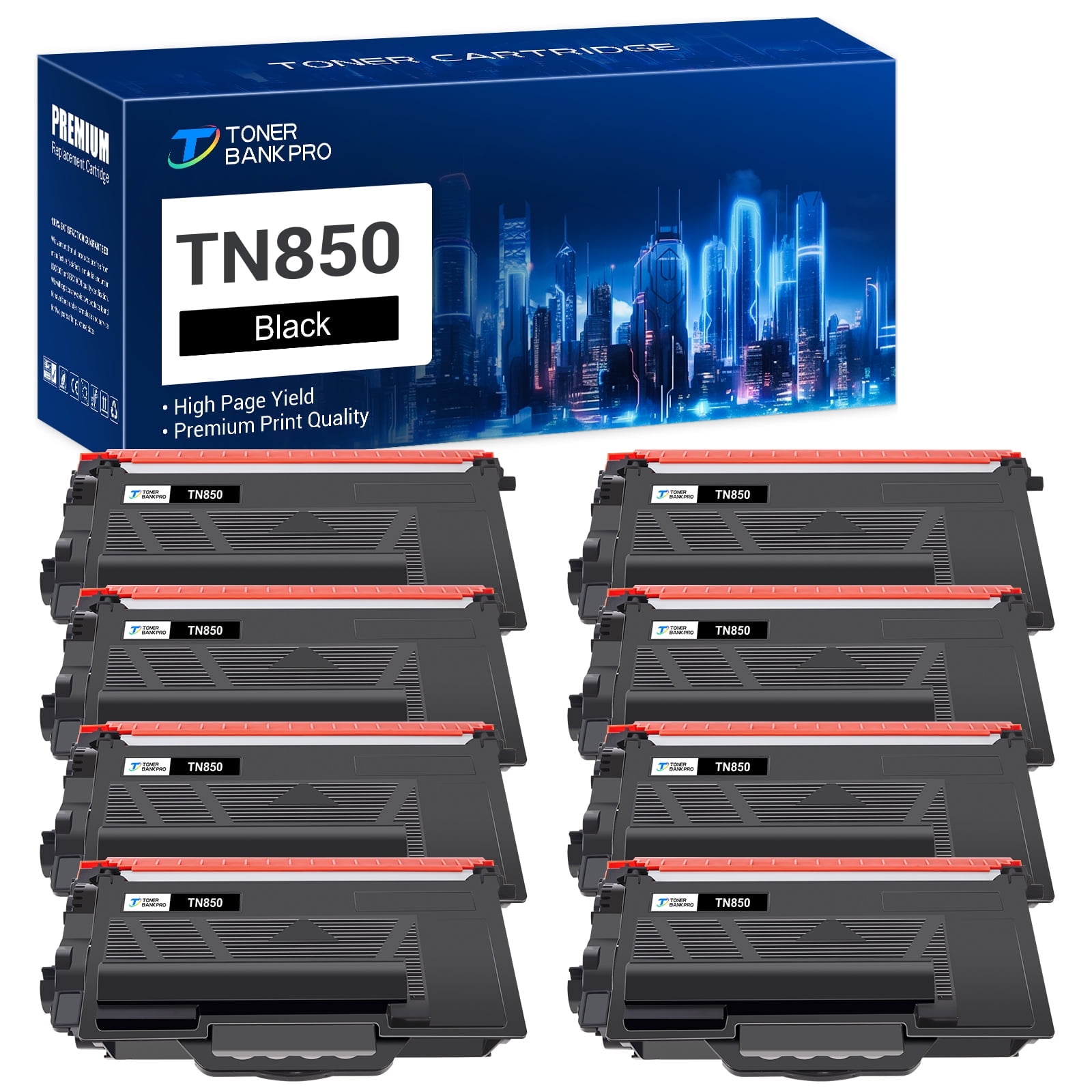 TN850 TN-850 Black High Yield Toner Cartridge 4 Pack