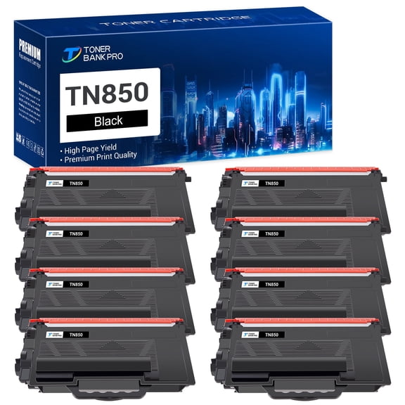 TN850 High Yield Toner Cartridge Compatible for Brother TN850 TN820 TN-850 TN 850 TN-820 MFC-L5900DW HL-L6200DW HL-L6200DWT HL-L5200DW MFC-L5700DW MFC-L5850DW MFC-L6800DW Printer Ink (Black, 8-Pack)