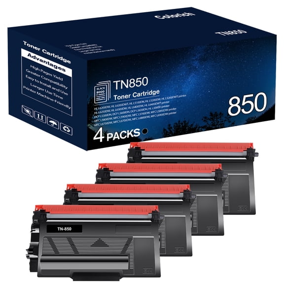 TN850 High Yield Toner Cartridges TN820 Compatible for Brother TN850 Toner Cartridges TN-850 MFC-L5700DW L5850DW HL-L6200DW MFC-L5700DW MFC-L5900DW HL-L5200DW High Yield Printer Ink (Black, 4-Pack)