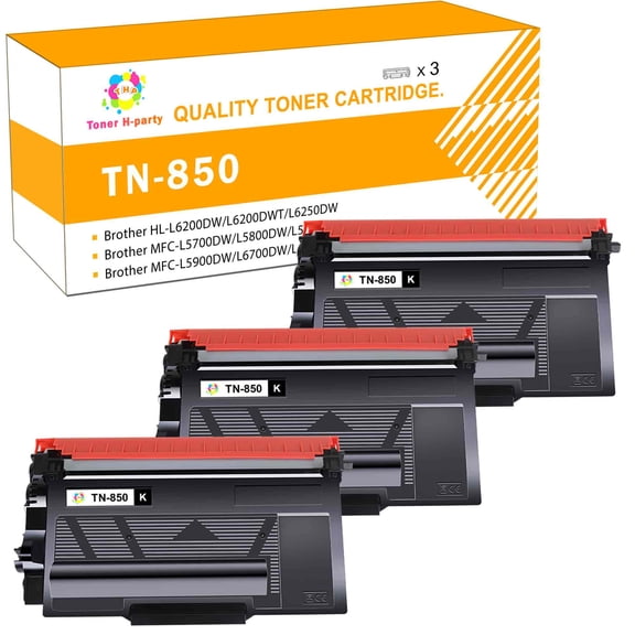 TN850 High Yield Toner Cartridge TN-820/TN-850 TN 850 3 Pack Black Replacement for Brother TN850 TN-850 TN 850 TN820 HL-L6200DW MFC-L5850DW MFC-L5900DW MFC-L5700DW HL-L5200DW MFC-L6800DW Printer Ink
