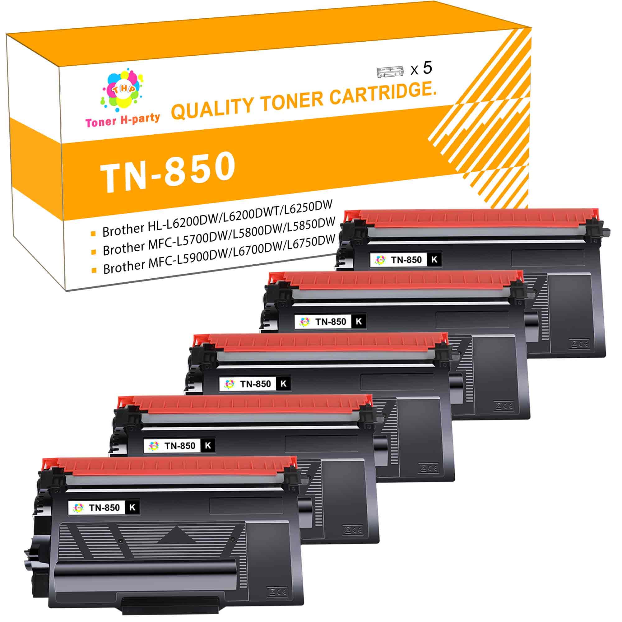 TN850 High Yield Toner Cartridge TN820/TN850 TN 850 5 Pack Black