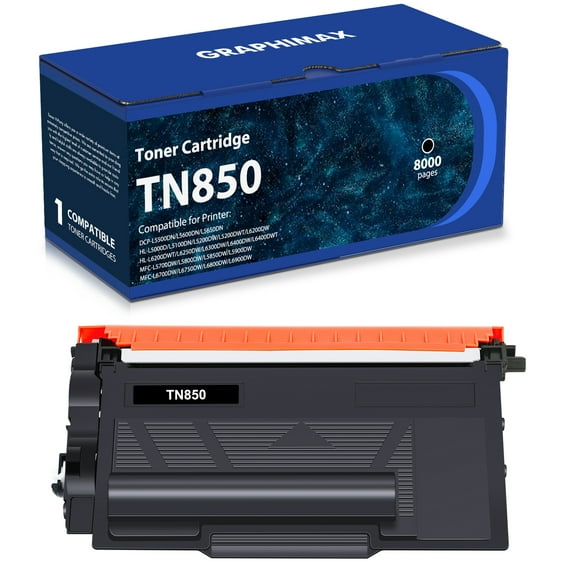 TN850 High Yield Toner Cartridge TN 850 TN-850 Replacement for Brother TN820 TN-820 TN 820 for HL-L6200DW MFC-L5700DW MFC-L5850DW HL-L5200DW MFC-L5900DW MFC-L6800DW Printer Black Ink 1-Pack