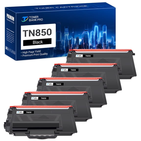 TN850 TN820 | TN-820 Compatible Toner for Brother TN-850 DCP-L5500DN L5600DN HL-L5000D L5200DW L6200DWT L6250DW L6400DW MFC-L5700DW L5850DW L6800DW L6900D High Yield Black 5-Pack