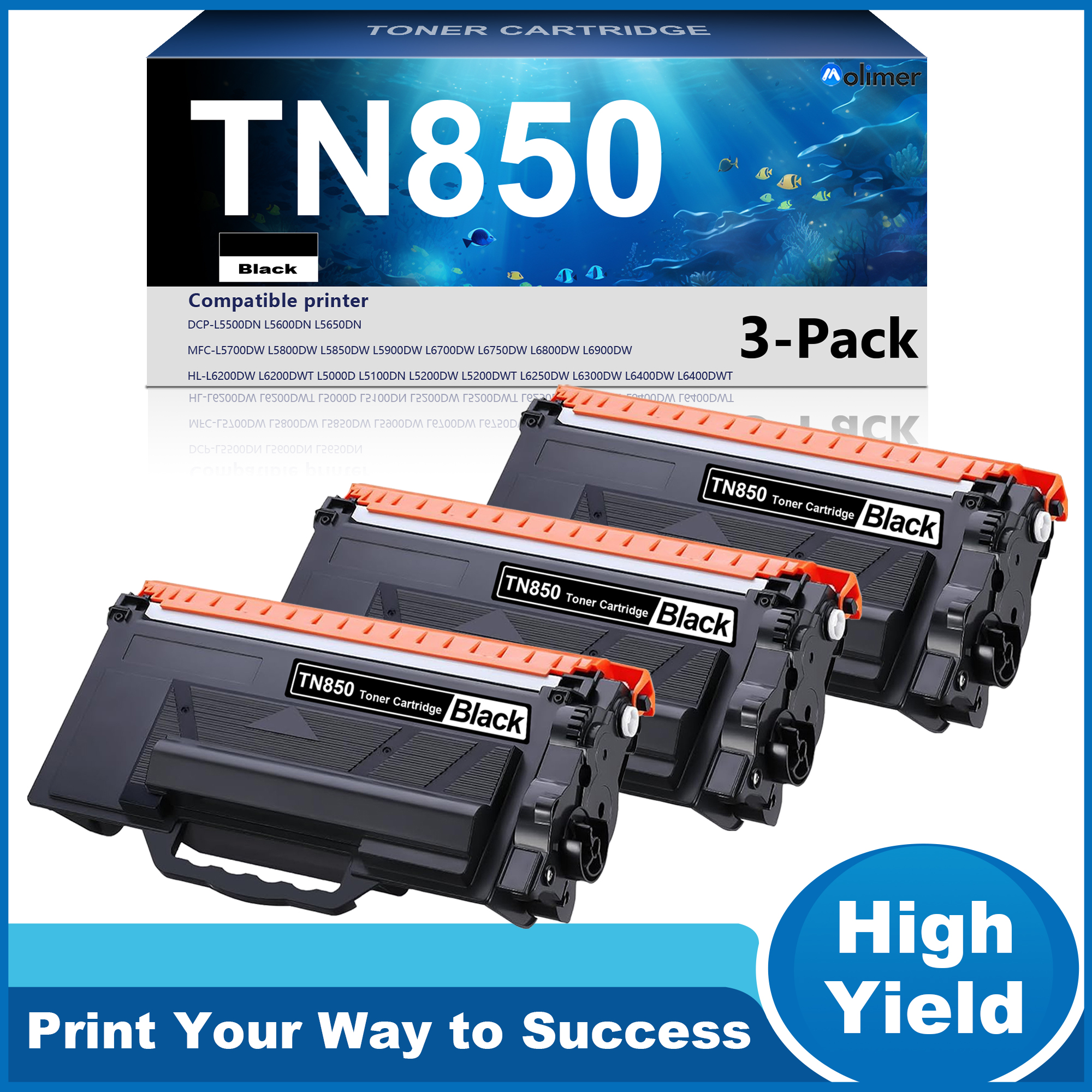 2-Pack TN820 Black Toner Cartridge Replacement for Brother DCP-L5500DN ...