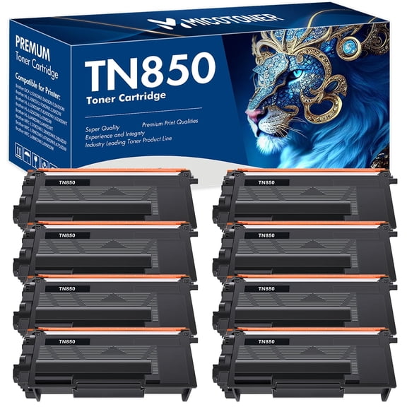 TN850 Toner Cartridge Compatible for Brother TN850 TN 850 TN-850 TN820 TN-820 MFC L6800DW High Yield for HL-L6200DW HL-L5200DW MFC-L5850DW MFC-L6800DW DCP-L5600DN Printers (Black,8-Pack)