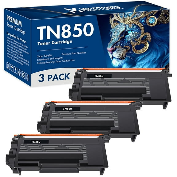 TN850 Toner Cartridge Compatible for Brother TN850 TN 850 TN-850 TN820 TN-820 DCP L5650DN High Yield for HL-L6200DW HL-L5200DW MFC-L5850DW MFC-L6800DW DCP-L5600DN Printers (Black,3-Pack)
