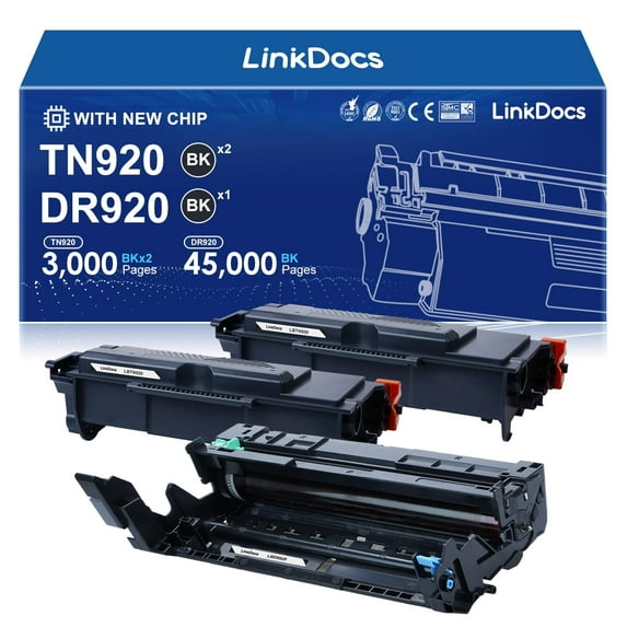 TN920 DR920 Toner Cartridge and Imaging Drum Replacement for Brother TN-920 DR-920 to use with HL-L5210 HL-L5215DW HL-L6210DW HL-L6217DW DCP-L5510DN Printer (2 Toner & 1 Drum)