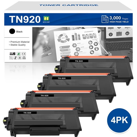 TN920 TN920XL Toner Cartridge Black HL-L6210DW with Chip Compatible for Brother TN-920XL TN-920 TN920XXL for HL-L6210DW HL-L6210DWT HL-L5210DN HL-L5210DW HL-L5210DWT Printer High Yield 4 Pack