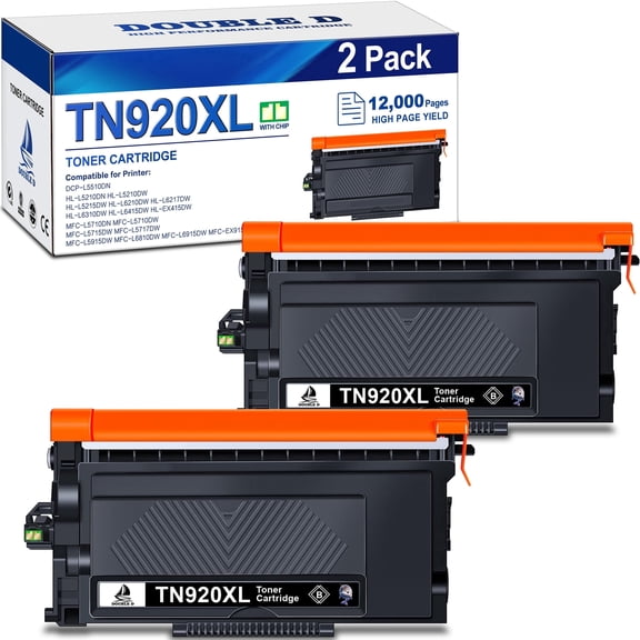 2-Pack TN920XL TN920 Black Toner Cartridges Compatible for Brother TN920 TN920XXL TN920UXXL Toner Cartridge for MFC-L5915DW HL-L6310DW HL-L5210DN HL-L5210DW HL-L5210DWT Printer