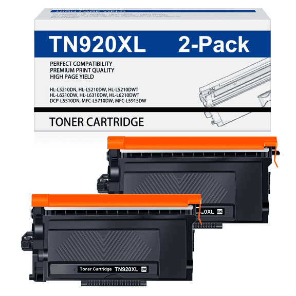 TN920XL Toner Cartridge Compatible for Brother TN920 TN-920XL TN920XXL HL-L6210DW Toner Cartridges High Yield for MFC-L5915DW HL-L6310DW HL-L5210DN HL-L5210DW HL-L5210DWT(2-Black)