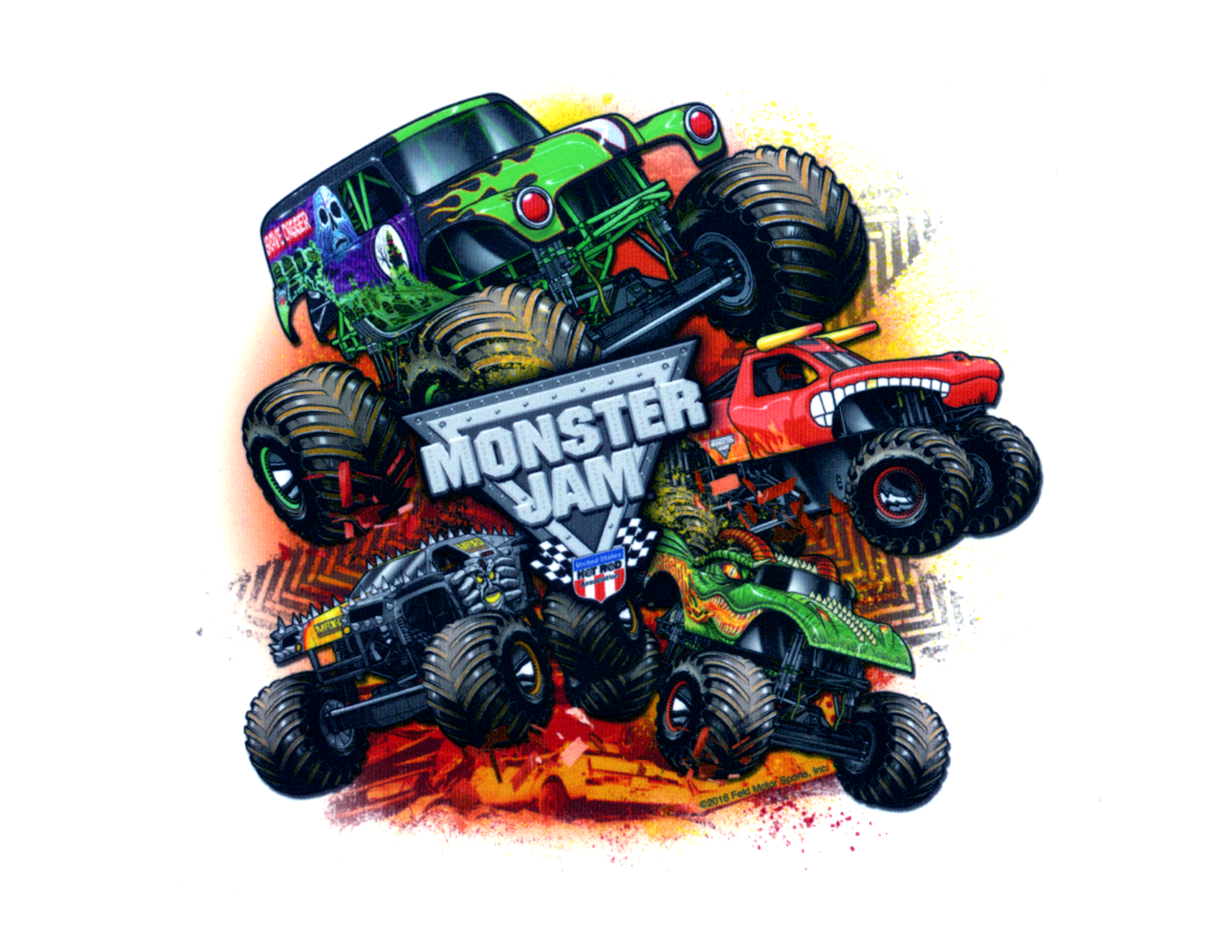 TNCT Monster Jam Trucks Edible Cake Topper-1/4 Sheet