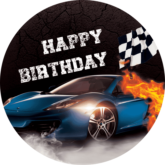 Birthday Race Car Edible Icing Image Cake Topper, by Tnct.