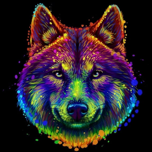 Colorful Wolf Edible Image Icing Cake Topper for Quarter Sheet Cake, by Tnct.