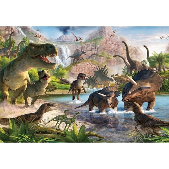 Dinosaurs Edible Image Icing Cake Topper for Quarter Sheet Cake, by TNCT