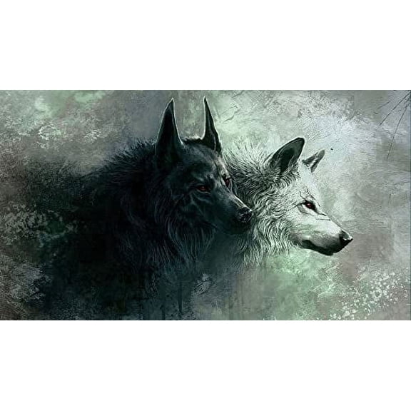 Two Wolves Edible Image Icing Cake Topper for Quarter Sheet Cake, by TNCT