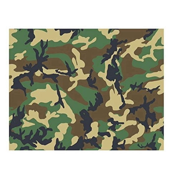 Woodland Camoflauge Edible Image Icing Cake Topper for Quarter Sheet Cake, by Tnct.