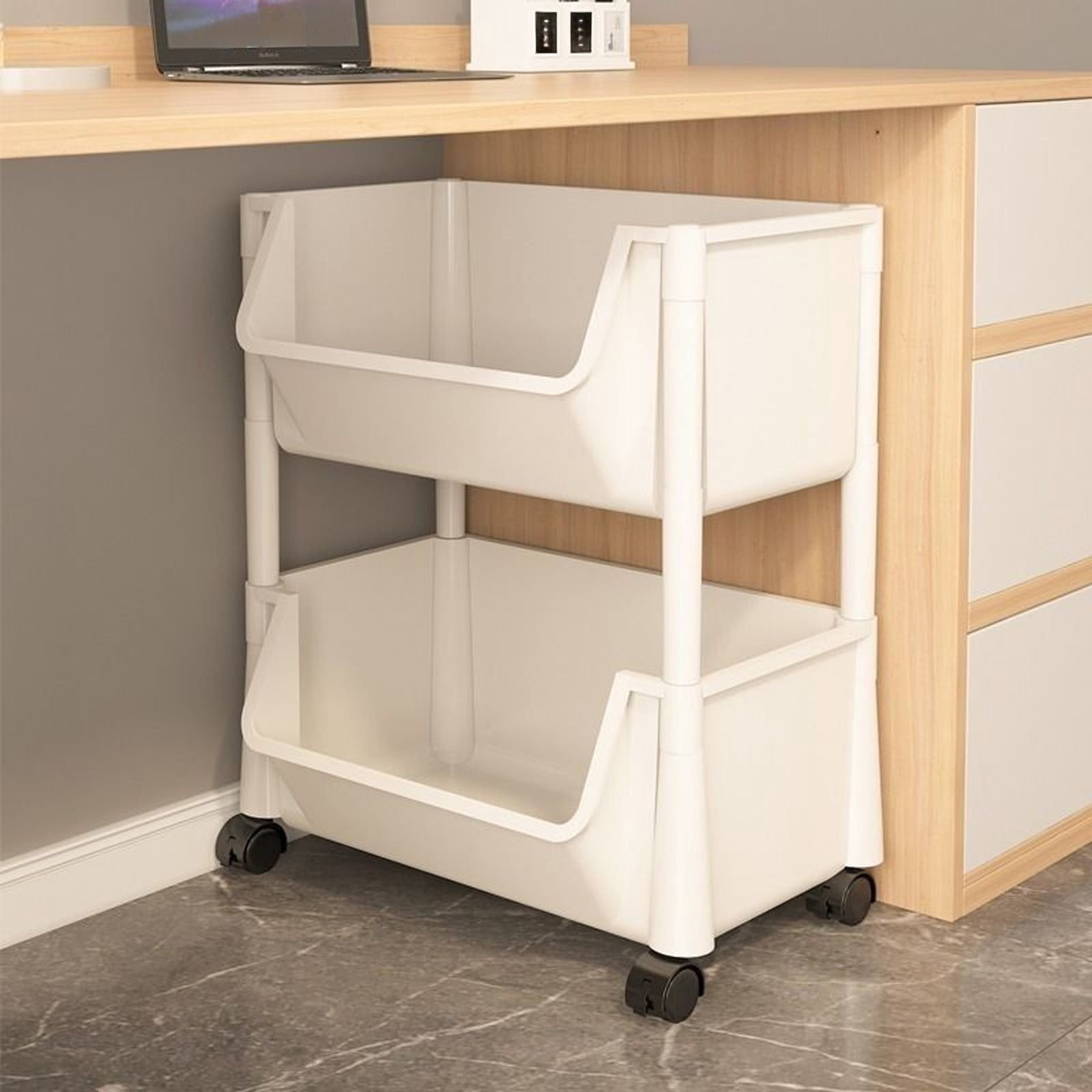 TNDBKQWR 2-Tiered Bathroom Storage Rack Shelf with Wheels, Small ...