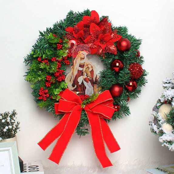 TNDBKQWR Christmas Wreath Decoration Wreath with Bow, 16 Inch Artificial Wreaths for Front Door, Christmas Decorations Halloween Decor Door