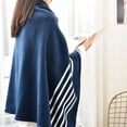 thumbnail image 1 of TNDBKQWR Fleece Blanket Wearable Throw Blanket, Comfy Warm Wrap Shawl Poncho Throw with Buttons, Office Throw Blanket Striped Ponchos for Women 55.1"x39.3", 1 of 8