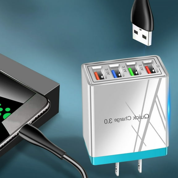 TNDBKQWR Hyper Charge Pro Charger, Cell Phone Wall Chargers, 4-Port Quick Charge 3.0 Hub with Temp Control & Fast Charging, Charge All Your Devices 4X Faster for Phone