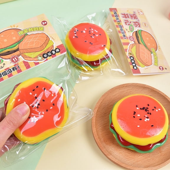 TNDBKQWR Sensory Toys Soft Fidget Toys,Simulated Hamburger Squishies Toys Squeeze Toys,Stress Toys Fidget Squishies,Stress Relief Anxiety Sensory Gifts for Adults(1PC)