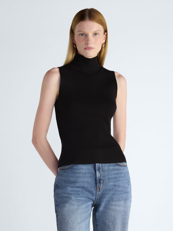 Women’s and Women’s Plus Sleeveless Turtleneck Sweater, Midweight, Sizes XS-4X