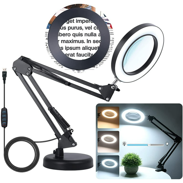  Magnifying Glass with Light and Stand, Veemagni 8X