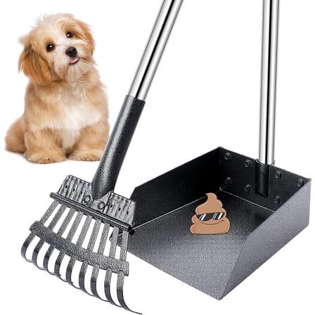 TNELTUEB Pet Pooper Scooper, Height Adjustable Dog Poop Scoop Removal Picker with Long Handle Extra Large Tray - Easy to Wash
