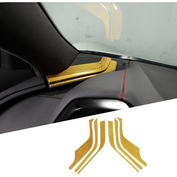 TNKI Real Carbon Fiber Side Dashboard Panel Trim Sticker Compatible with Chevrolet Corvette C8 Stingray 2020-2023, Console Side Dash Board Panel Decoration Strip Sticker Accessories