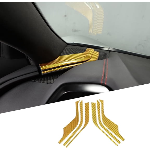 TNKI  Real Carbon Fiber Side Dashboard Panel Trim Sticker Compatible with Chevrolet Corvette C8 Stingray 2020-2023, Console Side Dash Board Panel Decoration Strip Sticker Accessories
