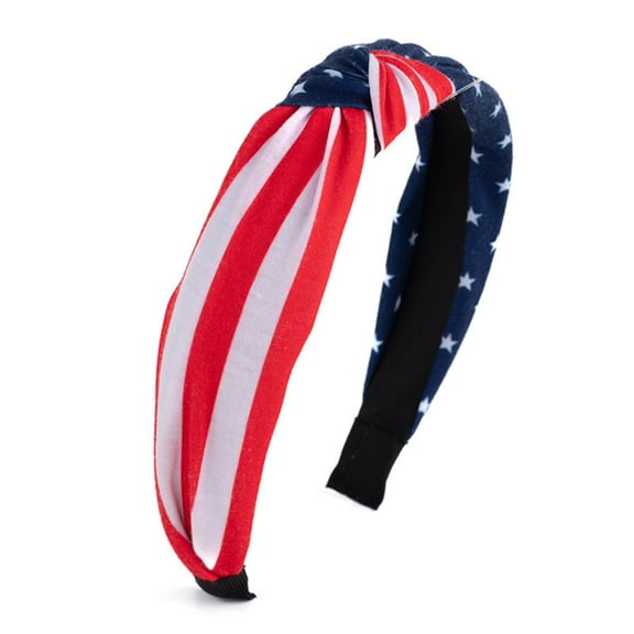 TNOBHG American Flag Hair Accessories American Flag Headband Women Girls White Blue Elastic Hair Hoop Anti-slip Knot Design Headgear Patriotic 4th of July